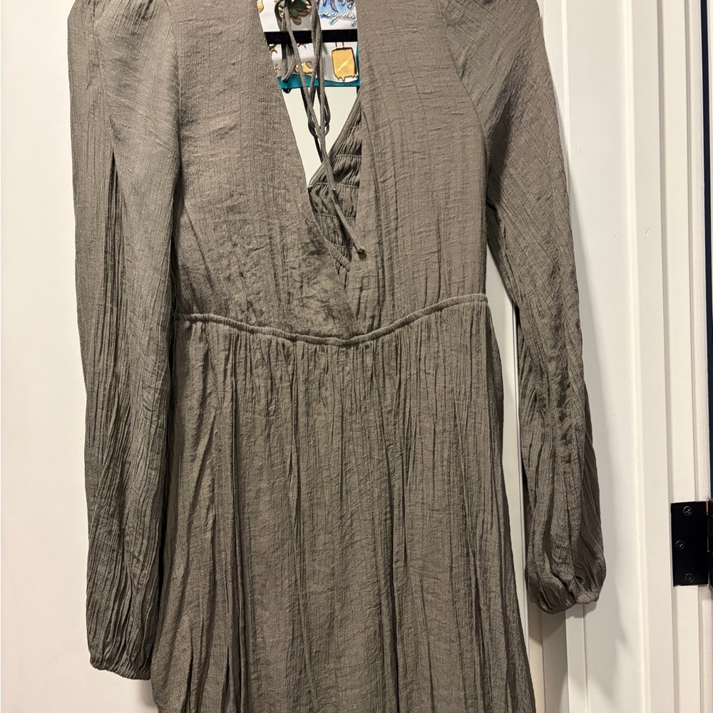 Chic Long Sleeve Gray Dress
